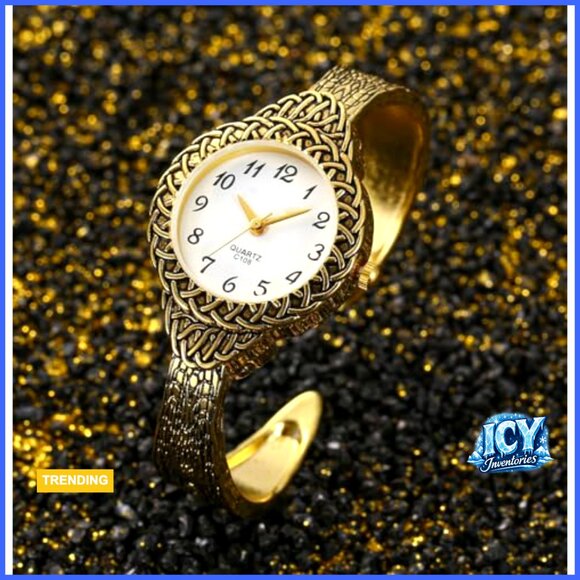 Vintage Bracelet Watch Stainless Steel Quartz Movement Easy Read